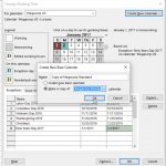 Creating a new Microsoft Project screenshot showing new project calendar management.