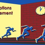 Illustration of assumptions management as running into a brick wall. Shows a clock to indicate that assumptions operate withing a timeframe.